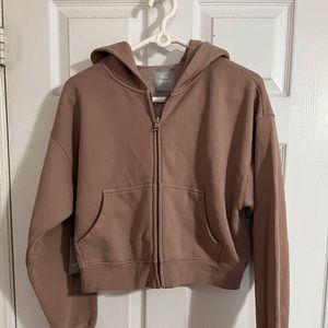 NWT Tna COZY AF Fleece Boyfriend Boxy Zip Hoodie - GD Dusty Mauve - Small